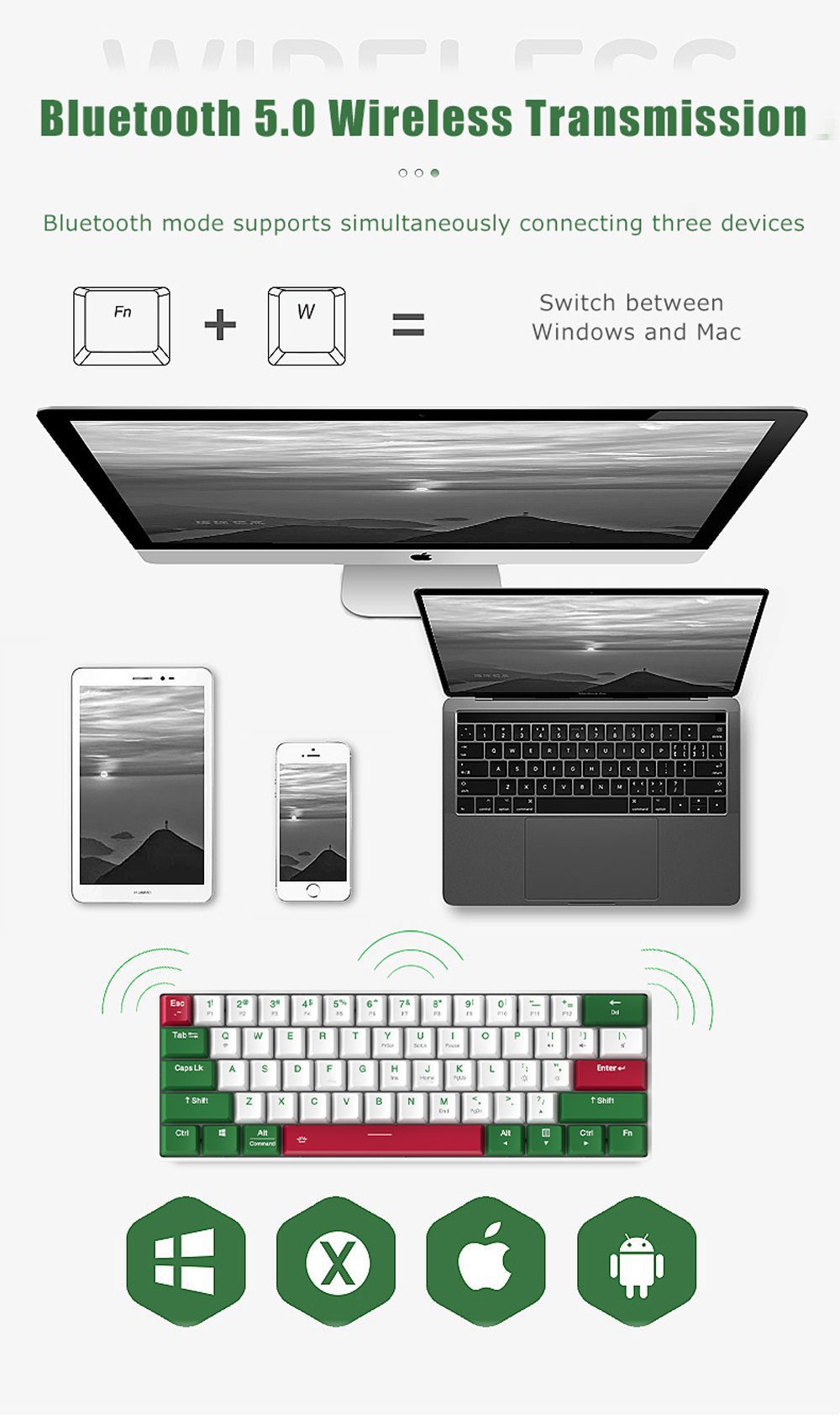 DAREU 60% Mini Mechanical Keyboard Portable 61 Keys Dual-mode Bluetooth Wireless Wired PBT Keycaps Magnetic Tripod Gaming KB DAREU 60% Mini Mechanical Keyboard Portable 61 Keys Dual-mode Bluetooth Wireless Wired PBT Keycaps Magnetic Tripod Gaming KB
