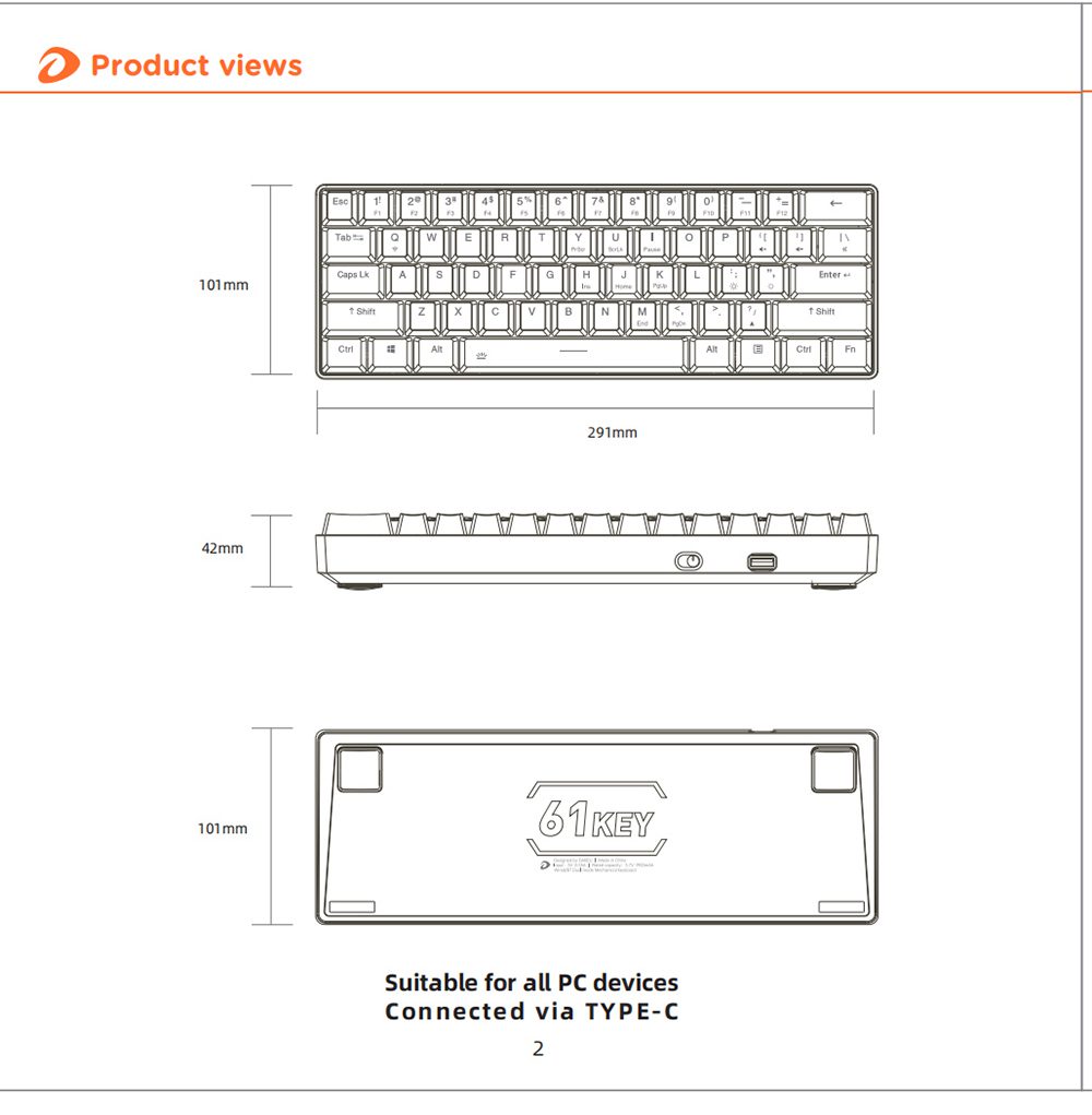 DAREU 60% Mini Mechanical Keyboard Portable 61 Keys Dual-mode Bluetooth Wireless Wired PBT Keycaps Magnetic Tripod Gaming KB