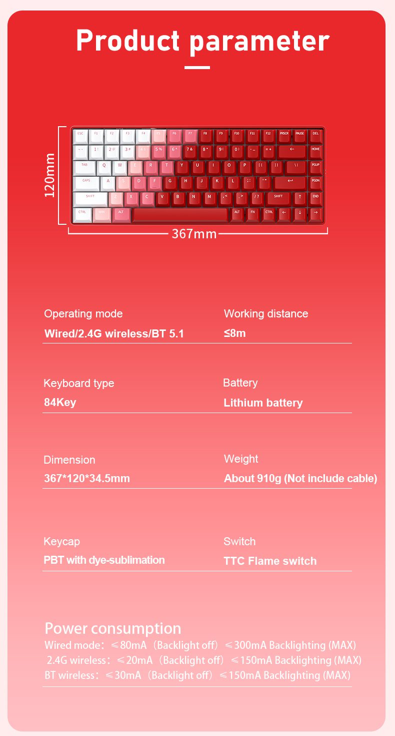 DAREU Mechanical Keyboard 2.4Ghz Wireless BT Wired Tri-mode Connection Hot-swappable PBT Keycaps RGB Backlight for Office Games DAREU Mechanical Keyboard 2.4Ghz Wireless BT Wired Tri-mode Connection Hot-swappable PBT Keycaps RGB Backlight for Office Games