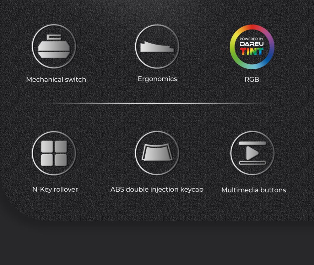 DAREU Wired Mechanical Gaming Keyboard 104 Keys RGB Full-key Conflict Free Hotswappable Keyboards Gaming Accessories DAREU Wired Mechanical Gaming Keyboard 104 Keys RGB Full-key Conflict Free Hotswappable Keyboards Gaming Accessories