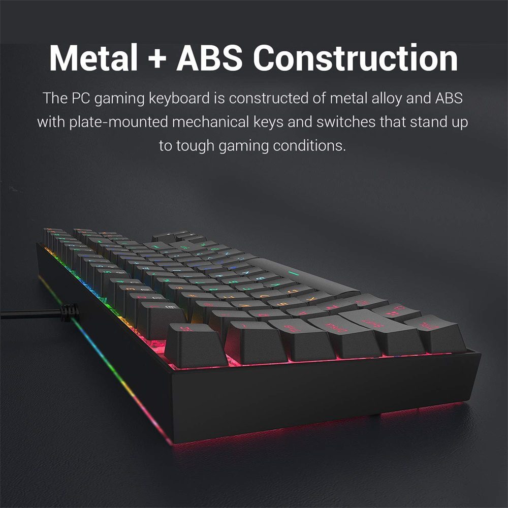 Redragon KUMARA K552 RGB Backlighting 87 Key Blue Switches Wired Mechanical Gaming Keyboard K552RGB For PC Gamers Redragon KUMARA K552 RGB Backlighting 87 Key Blue Switches Wired Mechanical Gaming Keyboard K552RGB For PC Gamers