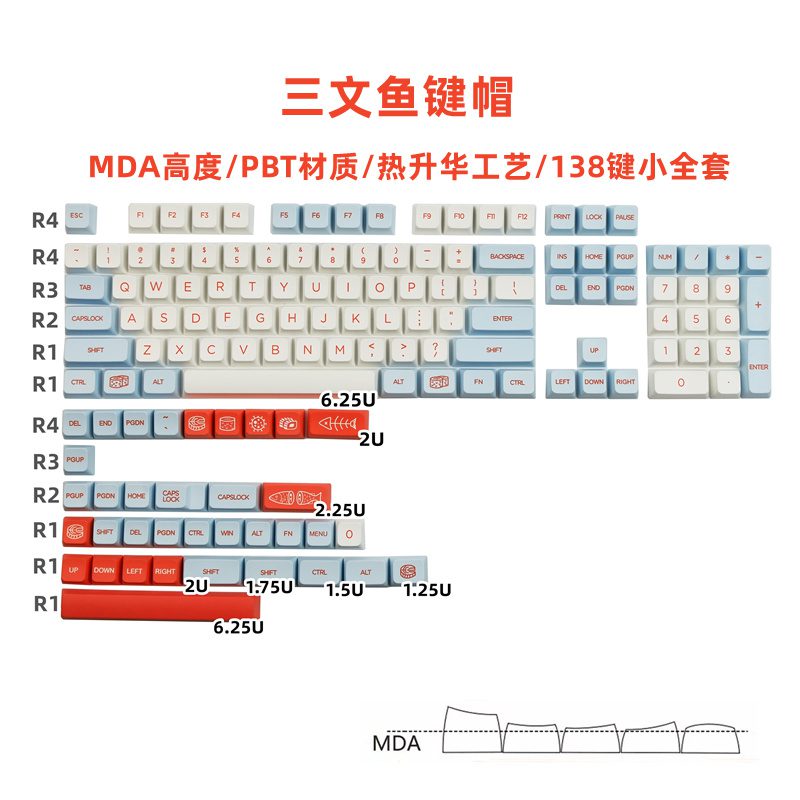 138 Keys/set Salmon Keycaps PBT Dye Subbed Key Caps MDA Profile For Keychron Q1 Q2 K2 65% 75% Anne GH60 GK64 Poker Varmilo