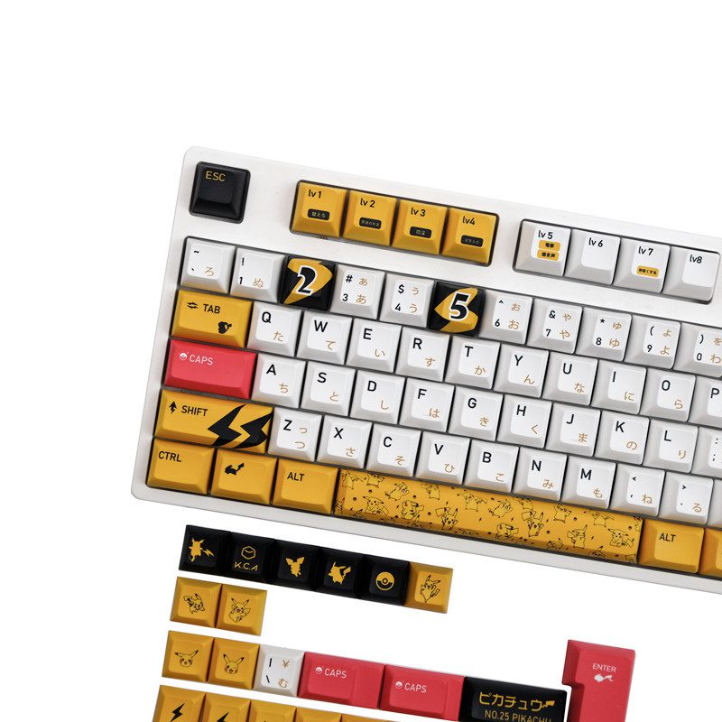 1 Set PKM Pika Keycap PBT Dye Subbed Key Caps Cherry KCA Profile Keycaps For Keychron 75% Varmilo Anne GH60 GK64 Poker HHKB 1 Set PKM Pika Keycap PBT Dye Subbed Key Caps Cherry KCA Profile Keycaps For Keychron 75% Varmilo Anne GH60 GK64 Poker HHKB