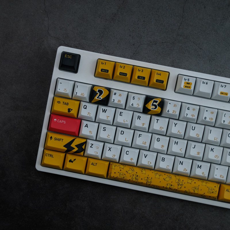 1 Set PKM Pika Keycap PBT Dye Subbed Key Caps Cherry KCA Profile Keycaps For Keychron 75% Varmilo Anne GH60 GK64 Poker HHKB 1 Set PKM Pika Keycap PBT Dye Subbed Key Caps Cherry KCA Profile Keycaps For Keychron 75% Varmilo Anne GH60 GK64 Poker HHKB