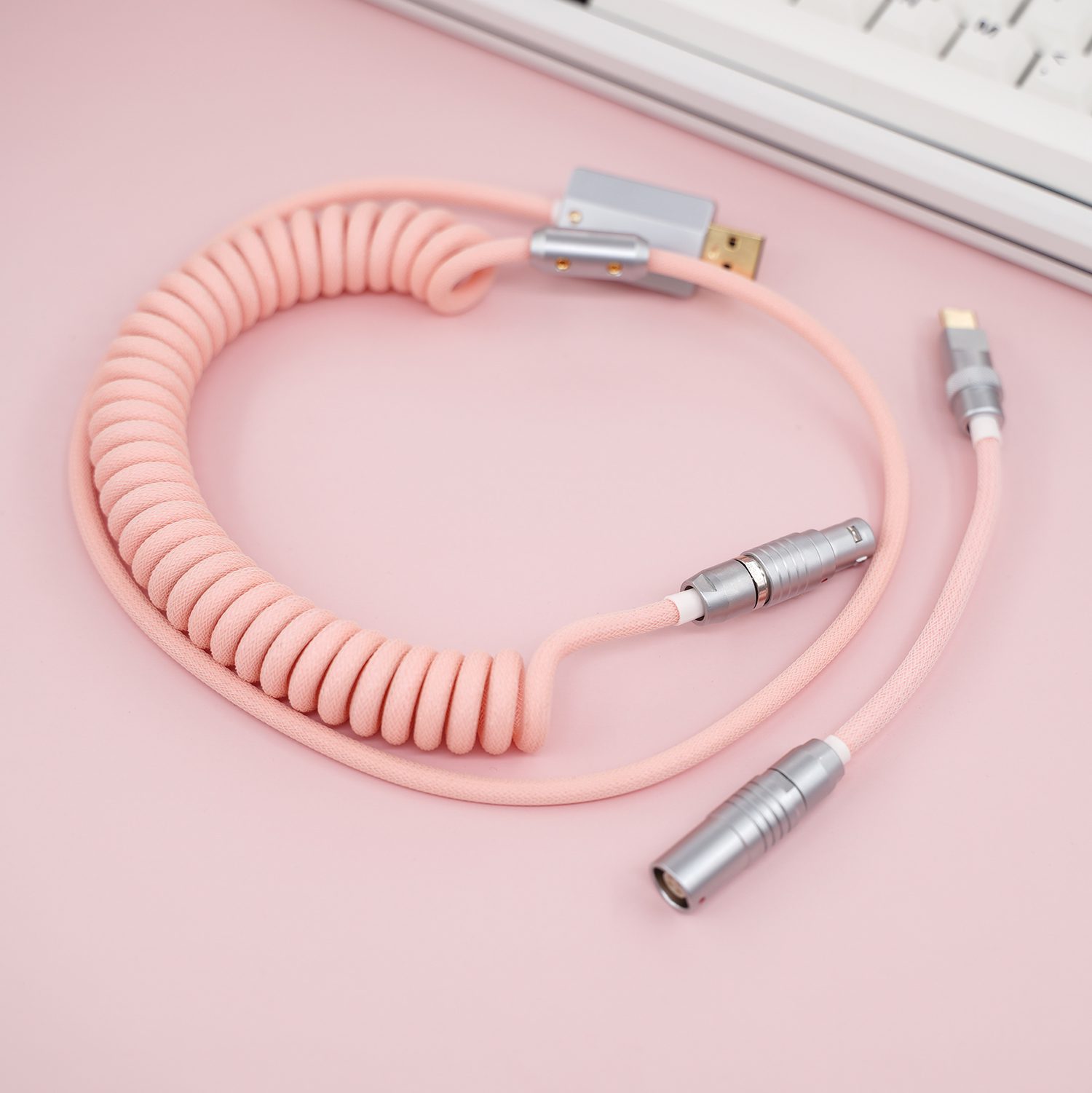 GeekCable Customized Mechanical Keyboard Data Cable For GMK Theme SP Keycaps For Filco For Varmilo Theme Full Pink Handmade