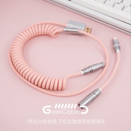 GeekCable Customized Mechanical Keyboard Data Cable For GMK Theme SP Keycaps For Filco For Varmilo Theme Full Pink Handmade