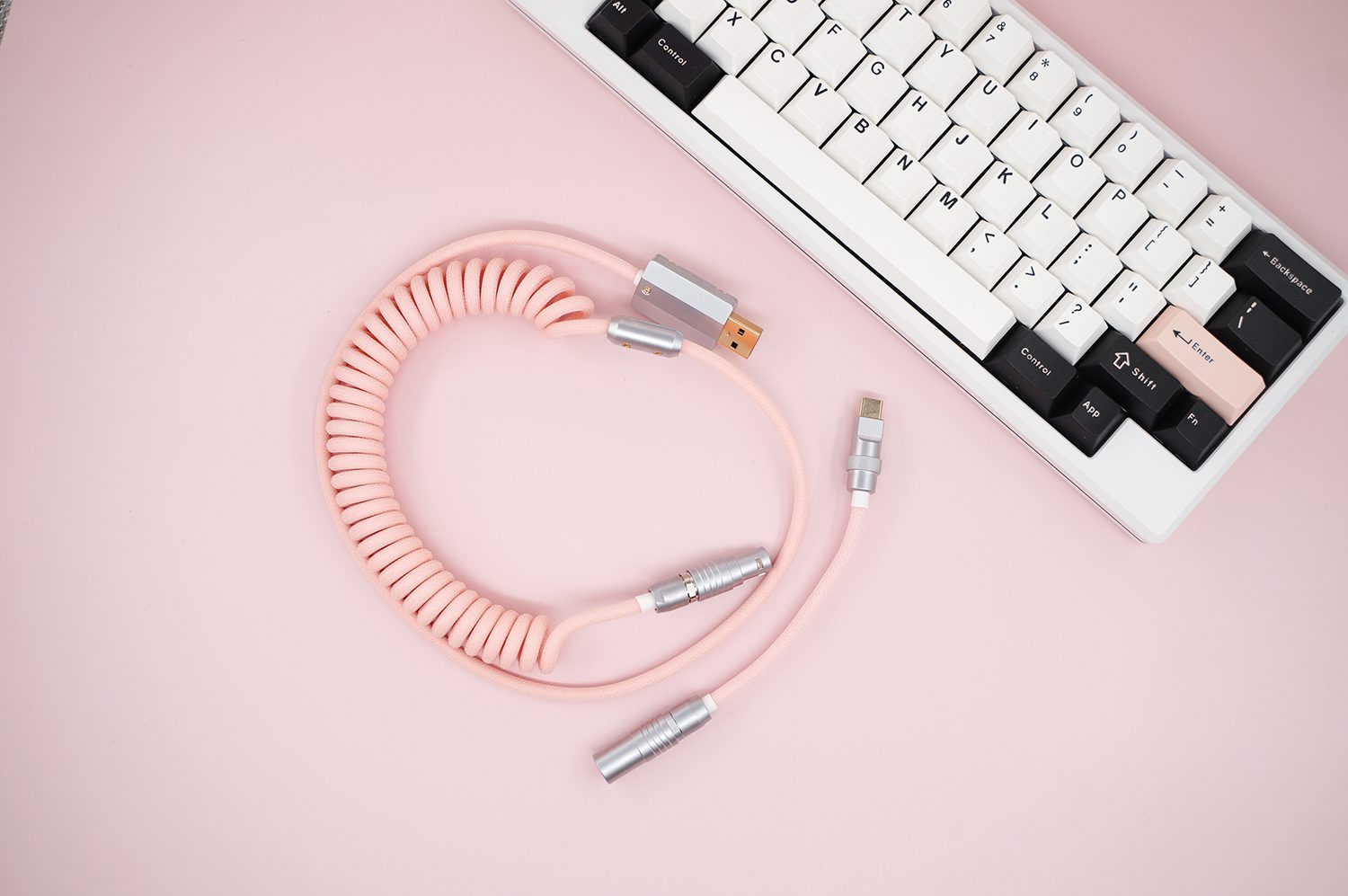 GeekCable Customized Mechanical Keyboard Data Cable For GMK Theme SP Keycaps For Filco For Varmilo Theme Full Pink Handmade