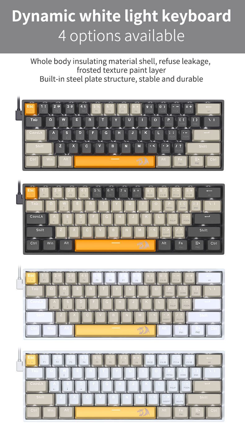 Redragon K606 USB Mini Mechanical Gaming Keyboard Brown Switch 61 Keys Wired Detachable Cable,Portable for travel Redragon K606 USB Mini Mechanical Gaming Keyboard Brown Switch 61 Keys Wired Detachable Cable,Portable for travel