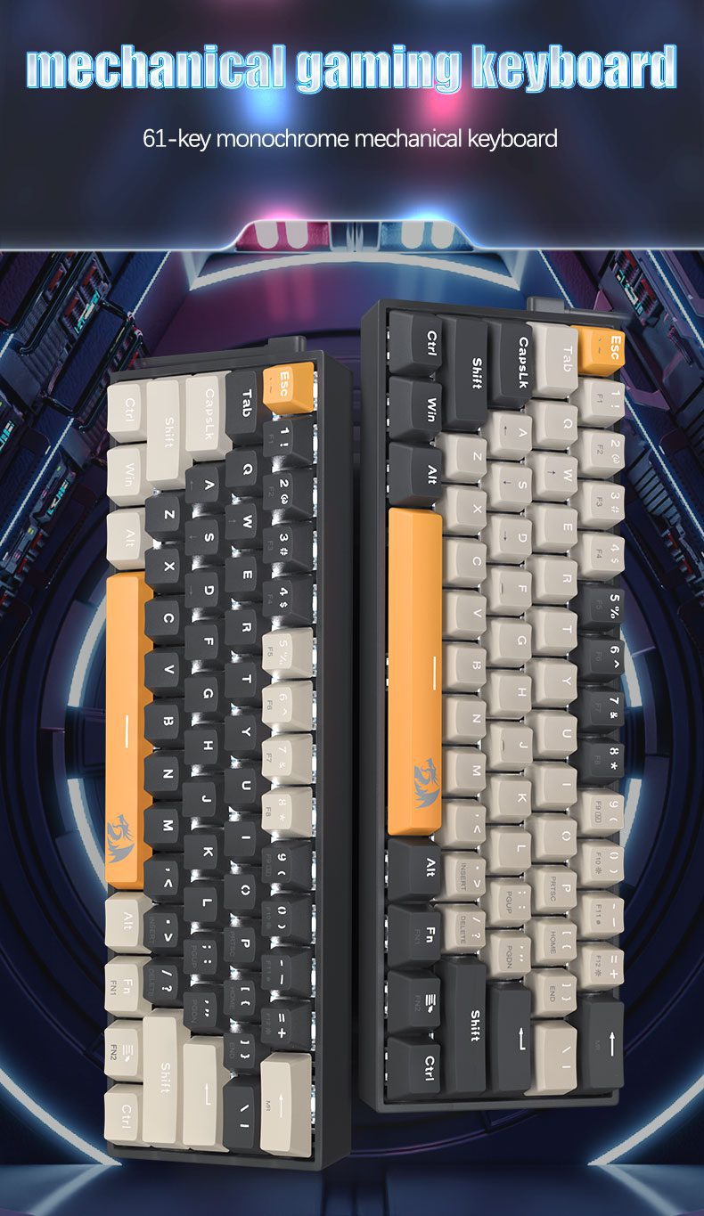 Redragon K606 USB Mini Mechanical Gaming Keyboard Brown Switch 61 Keys Wired Detachable Cable,Portable for travel Redragon K606 USB Mini Mechanical Gaming Keyboard Brown Switch 61 Keys Wired Detachable Cable,Portable for travel