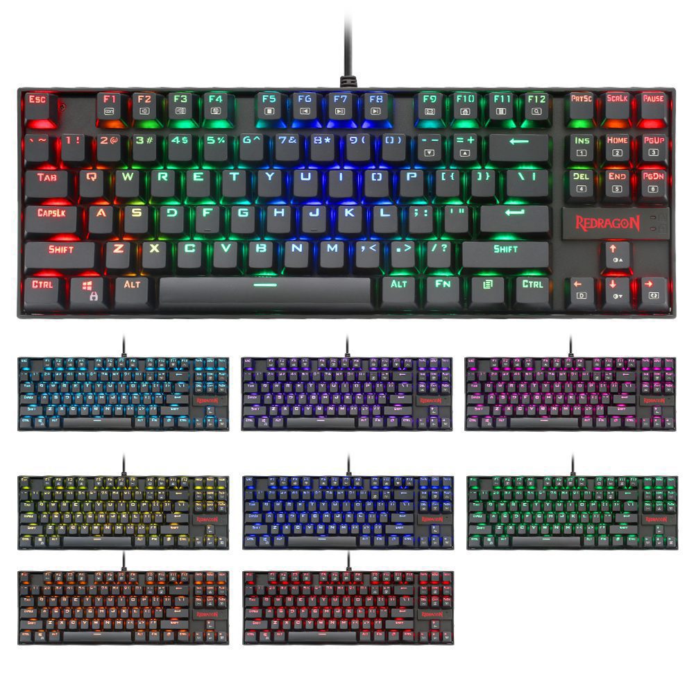 Redragon K552 Gaming Keyboard Mechanical 87 Key RGBLED Backlit Mechanical Computer illuminated Keyboard with Blue Switches Redragon K552 Gaming Keyboard Mechanical 87 Key RGBLED Backlit Mechanical Computer illuminated Keyboard with Blue Switches