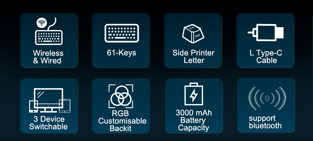 Redragon Draconic K530 RGB Support Bluetooth 5.0 wireless USB Dual mode Mechanical Gaming Keyboard 61 Keys Compute Redragon Draconic K530 RGB Support Bluetooth 5.0 wireless USB Dual mode Mechanical Gaming Keyboard 61 Keys Compute