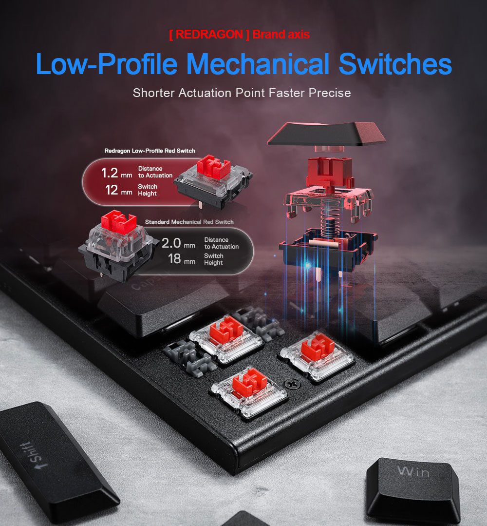 Redragon Horus K618 RGB support Bluetooth 5.0 wireless USB 2.4G 3 mode Mechanical Gaming Keyboard 104 Keys Compute PC Redragon Horus K618 RGB support Bluetooth 5.0 wireless USB 2.4G 3 mode Mechanical Gaming Keyboard 104 Keys Compute PC