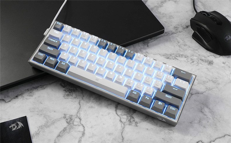 Redragon K617 Fizz 60% Wired RGB Gaming Keyboard 61 Keys Compact Mechanical Keyboard Linear Red Switch for portable travel