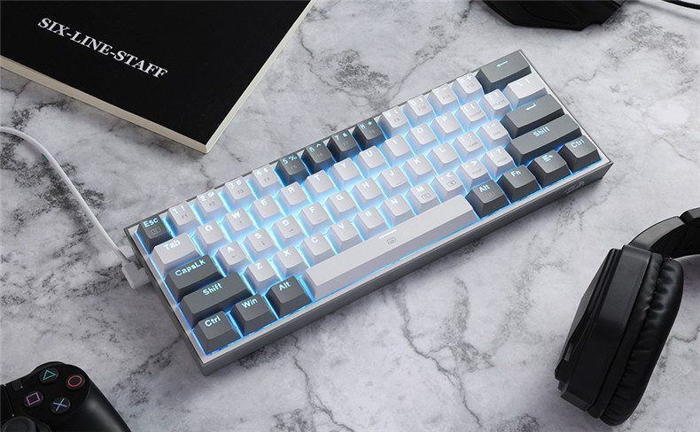 Redragon K617 Fizz 60% Wired RGB Gaming Keyboard 61 Keys Compact Mechanical Keyboard Linear Red Switch for portable travel
