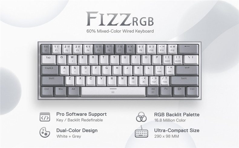 Redragon K617 Fizz 60% Wired RGB Gaming Keyboard 61 Keys Compact Mechanical Keyboard Linear Red Switch for portable travel Redragon K617 Fizz 60% Wired RGB Gaming Keyboard 61 Keys Compact Mechanical Keyboard Linear Red Switch for portable travel