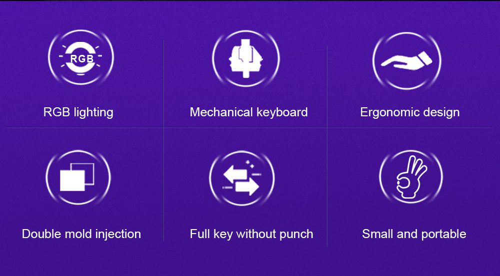 REDRAGON Fizz K617 REDRAGON K617 Fizz RGB USB Mini Mechanical Gaming Keyboard Red Switch 61 Keys Wired detachable cable,portable for travel