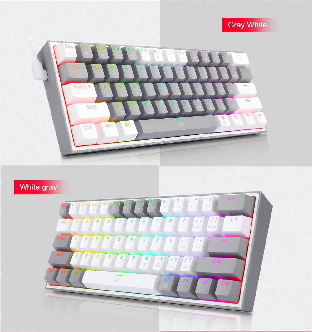 REDRAGON Fizz K617 RGB USB Mini Mechanical Gaming Keyboard Red Switch 61 Keys Wired detachable cable,portable for travel REDRAGON Fizz K617 RGB USB Mini Mechanical Gaming Keyboard Red Switch 61 Keys Wired detachable cable,portable for travel