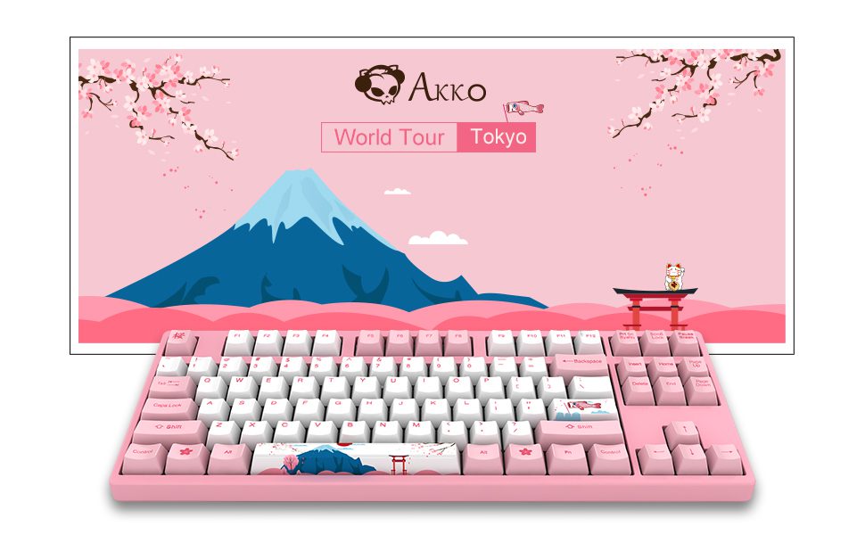 Akko 3087 V2 World Tour-Tokyo R1 Mechanical Gaming Keyboard Wired TKL 87-Key with OEM Profile PBT Dye-Sub Keycaps N-key Rollover