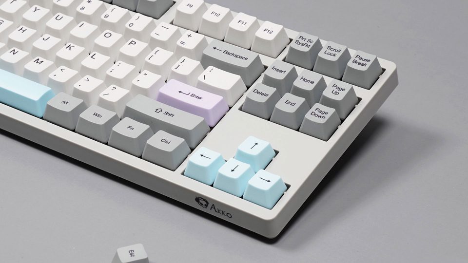 Akko 3087 V2 Silent Muted Gray Mechanical Gaming Keyboard Wired USB-Type C 87-Key TKL with OEM Profile PBT Dye-Sub Keycaps