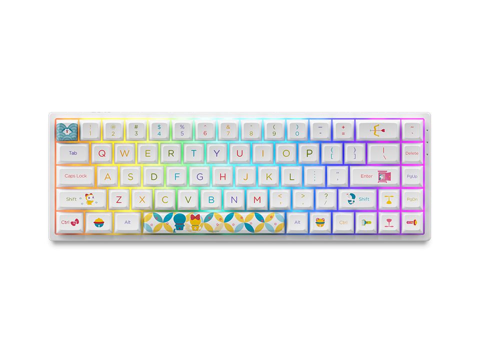 Akko 3068B Doraemo Rainbow RGB Hot-Swap Wireless Mechanical Gaming Keyboard 68-Key Multi-Modes BT 5.0/2.4GHz/Type-C OSA Profiled