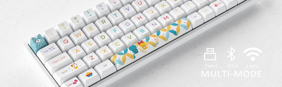 Akko 3068B Doraemo Rainbow RGB Hot-Swap Wireless Mechanical Gaming Keyboard 68-Key Multi-Modes BT 5.0/2.4GHz/Type-C OSA Profiled Akko 3068B Doraemo Rainbow RGB Hot-Swap Wireless Mechanical Gaming Keyboard 68-Key Multi-Modes BT 5.0/2.4GHz/Type-C OSA Profiled
