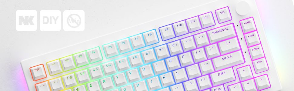 Akko 5075S Shine-through Black/White RGB Backlit LED Mechanical Gaming Keyboard 82-Key Knob Hot-swap USB Wired ASA Double-shot Akko 5075S Shine-through Black/White RGB Backlit LED Mechanical Gaming Keyboard 82-Key Knob Hot-swap USB Wired ASA Double-shot