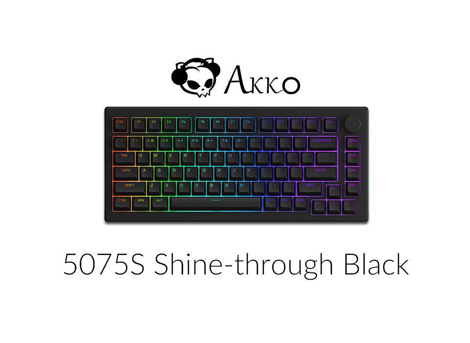 Akko 5075S Shine-through Black/White RGB Backlit LED Mechanical Gaming Keyboard 82-Key Knob Hot-swap USB Wired ASA Double-shot Akko 5075S Shine-through Black/White RGB Backlit LED Mechanical Gaming Keyboard 82-Key Knob Hot-swap USB Wired ASA Double-shot
