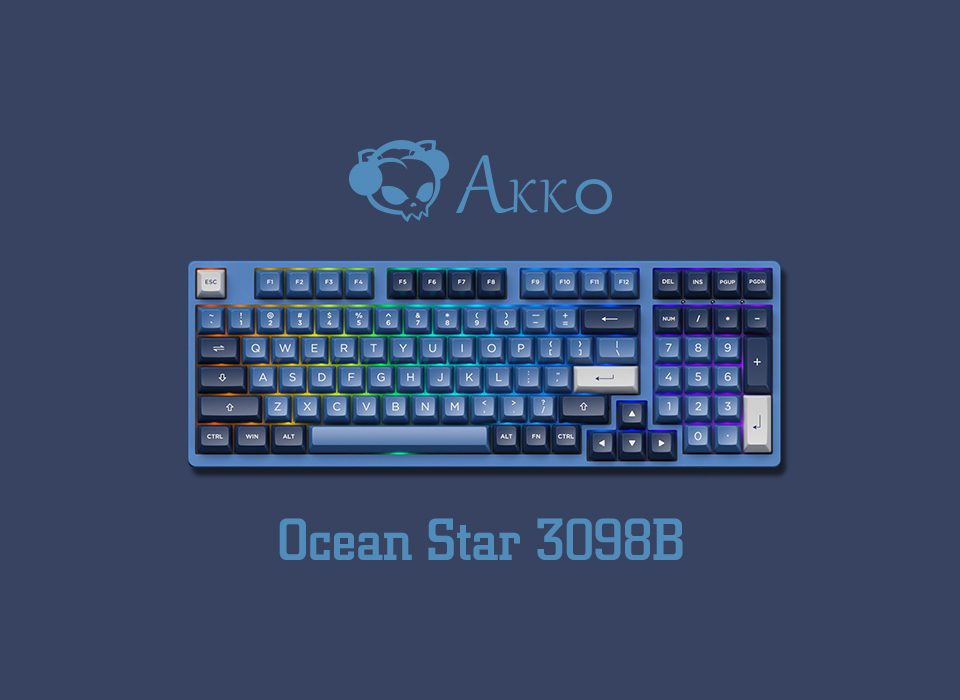 Akko 3098B Ocean Star RGB Hot-Swap Wireless Mechanical Gaming Keyboard 98-key ASA Profile Multi-Modes BT5.0/2.4GHz/USB-Type C Akko 3098B Ocean Star RGB Hot-Swap Wireless Mechanical Gaming Keyboard 98-key ASA Profile Multi-Modes BT5.0/2.4GHz/USB-Type C