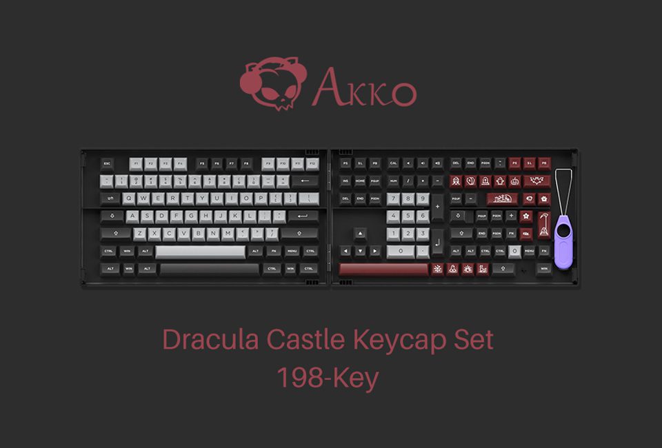 AKKO Dracula Castle Keycap Set 198 Keys ASA Profile Keycaps Set PBT Double-shot Full Keycaps Set with Vampire Theme Novelty Keys AKKO Dracula Castle Keycap Set 198 Keys ASA Profile Keycaps Set PBT Double-shot Full Keycaps Set with Vampire Theme Novelty Keys
