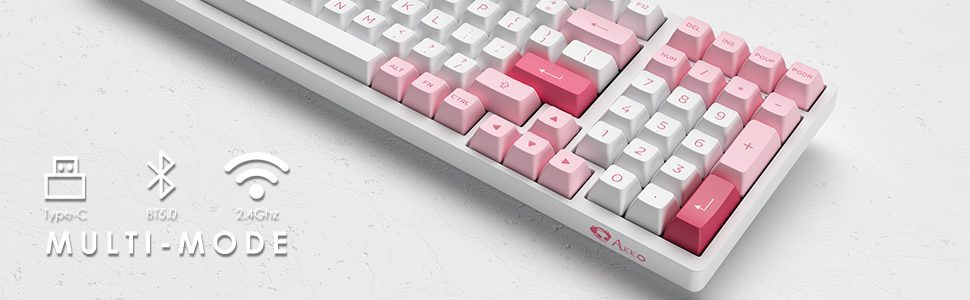 Akko 3098B Prunus Lannesiana RGB Hot-Swap Wireless Mechanical Gaming Keyboard 98-key Multi-Modes BT 5.0/2.4GHz/USB-C Double Shot Akko 3098B Prunus Lannesiana RGB Hot-Swap Wireless Mechanical Gaming Keyboard 98-key Multi-Modes BT 5.0/2.4GHz/USB-C Double Shot