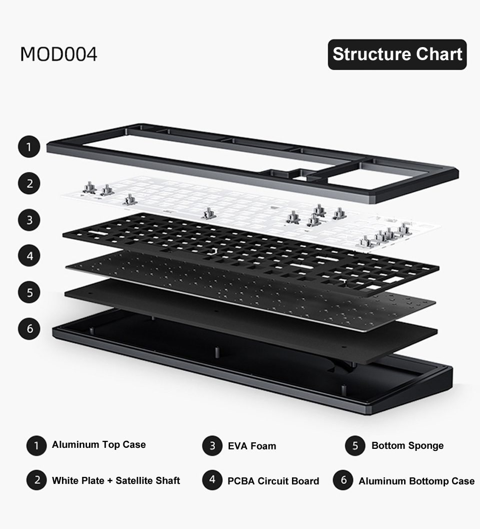 Akko MOD 004 DIY Kit 98-Key Mechanical Keyboard Barebone Version CNC Case Hotswap RGB SMD light Tray Mount Akko MOD 004 DIY Kit 98-Key Mechanical Keyboard Barebone Version CNC Case Hotswap RGB SMD light Tray Mount