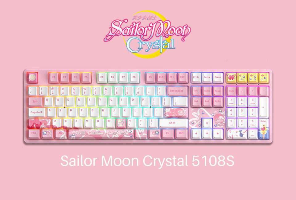 Akko 5108S Sailor Moon Crystall Full-Size Wired Hot-Swap Mechanical Gaming Keyboard RGB Backlit 108-key JDA PBT Dye-Sub Keycaps Akko 5108S Sailor Moon Crystall Full-Size Wired Hot-Swap Mechanical Gaming Keyboard RGB Backlit 108-key JDA PBT Dye-Sub Keycaps