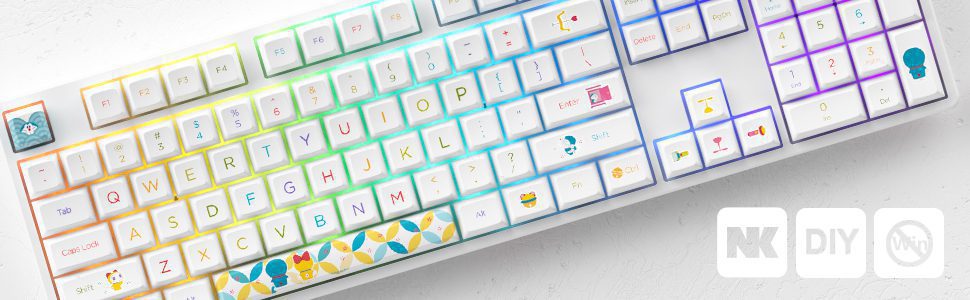 Akko 5108S Doraemo Rainbow RGB Backlit Full-Size Mechanical Gaming Keyboard Wired with 108-key OSA Profile PBT Dye-Sub Keycaps Akko 5108S Doraemo Rainbow RGB Backlit Full-Size Mechanical Gaming Keyboard Wired with 108-key OSA Profile PBT Dye-Sub Keycaps
