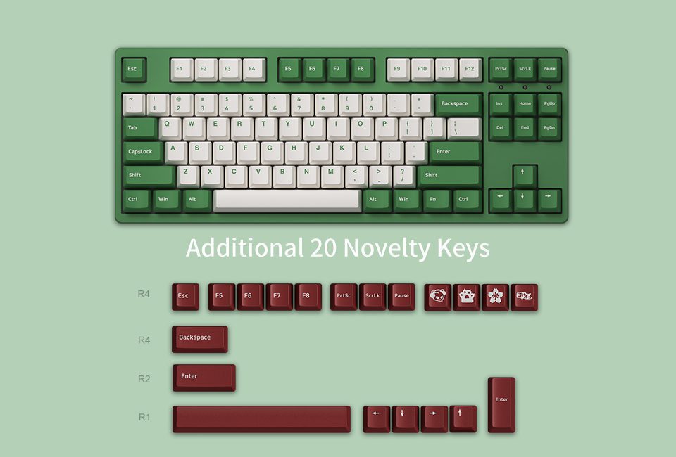 Akko 3087DS Matcha Red Bean Mechanical Gaming Keyboard Wired 87-Key TKL Cherry Profile PBT Double Shot Keycaps N-key Rollover Akko 3087DS Matcha Red Bean Mechanical Gaming Keyboard Wired 87-Key TKL Cherry Profile PBT Double Shot Keycaps N-key Rollover