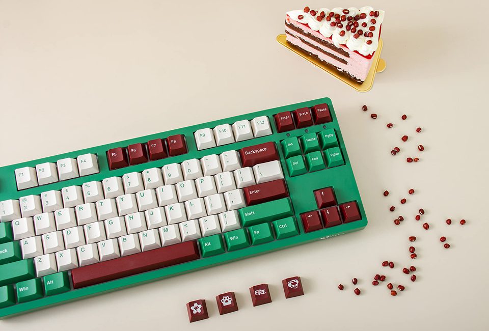 Akko 3087DS Matcha Red Bean Mechanical Gaming Keyboard Wired 87-Key TKL Cherry Profile PBT Double Shot Keycaps N-key Rollover