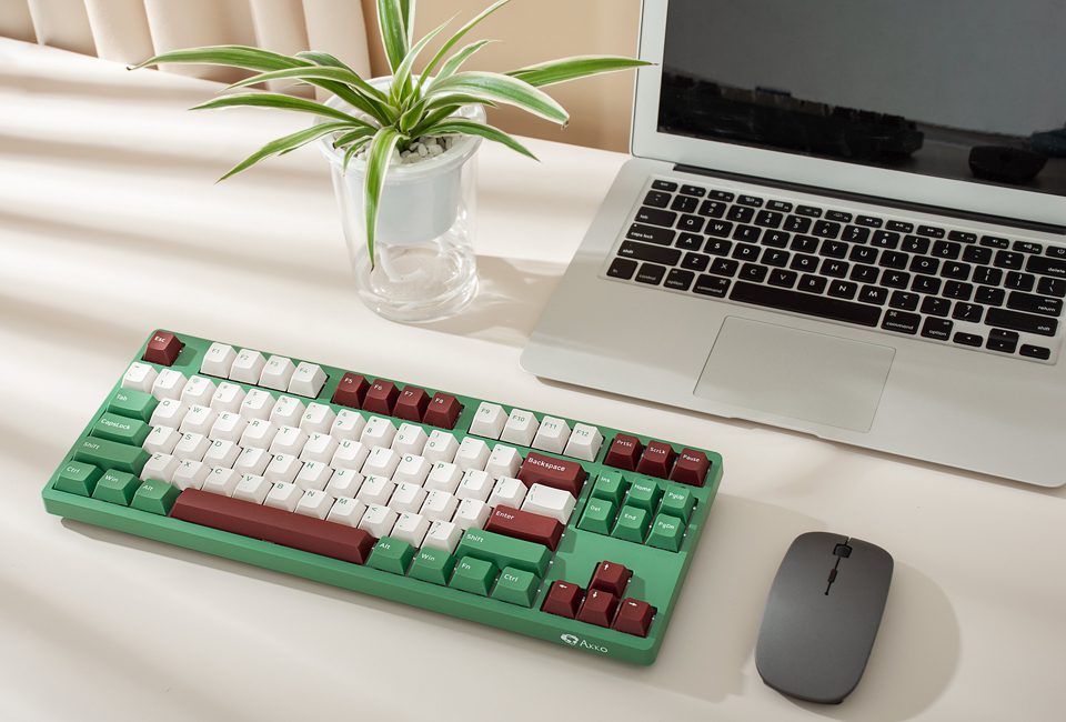 Akko 3087DS Matcha Red Bean Mechanical Gaming Keyboard Wired 87-Key TKL Cherry Profile PBT Double Shot Keycaps N-key Rollover