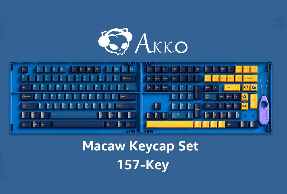 AKKO Macaw 199-Key ASA Profile/157-Key Cherry Profile Keycaps Set PBT Double-shot Full Keycaps Set with Custom Box AKKO Macaw 199-Key ASA Profile/157-Key Cherry Profile Keycaps Set PBT Double-shot Full Keycaps Set with Custom Box