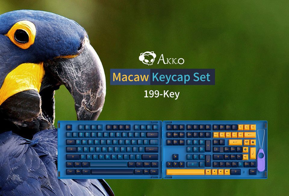 AKKO Macaw 199-Key ASA Profile/157-Key Cherry Profile Keycaps Set PBT Double-shot Full Keycaps Set with Custom Box AKKO Macaw 199-Key ASA Profile/157-Key Cherry Profile Keycaps Set PBT Double-shot Full Keycaps Set with Custom Box