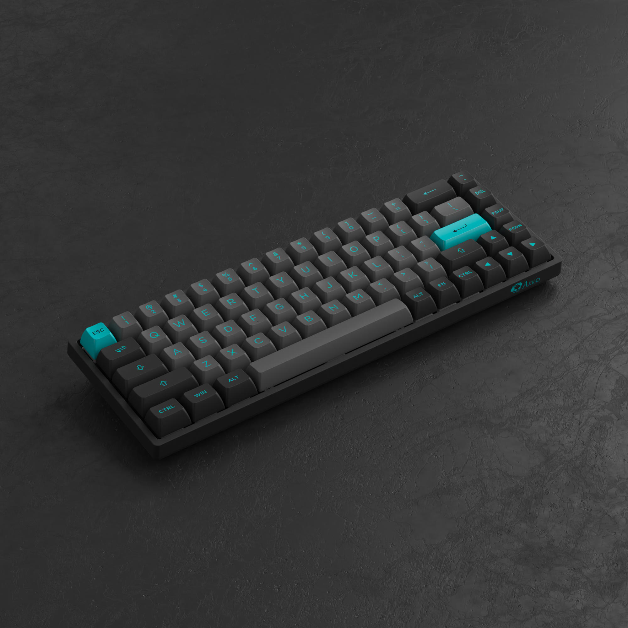 Akko 3068B Plus Black&Cyan RGB Backlit Hot-Swap Wireless Mechanical Gaming Keyboard 68-Key Multi-Modes BT 5.0/2.4GHz/USB Type-C