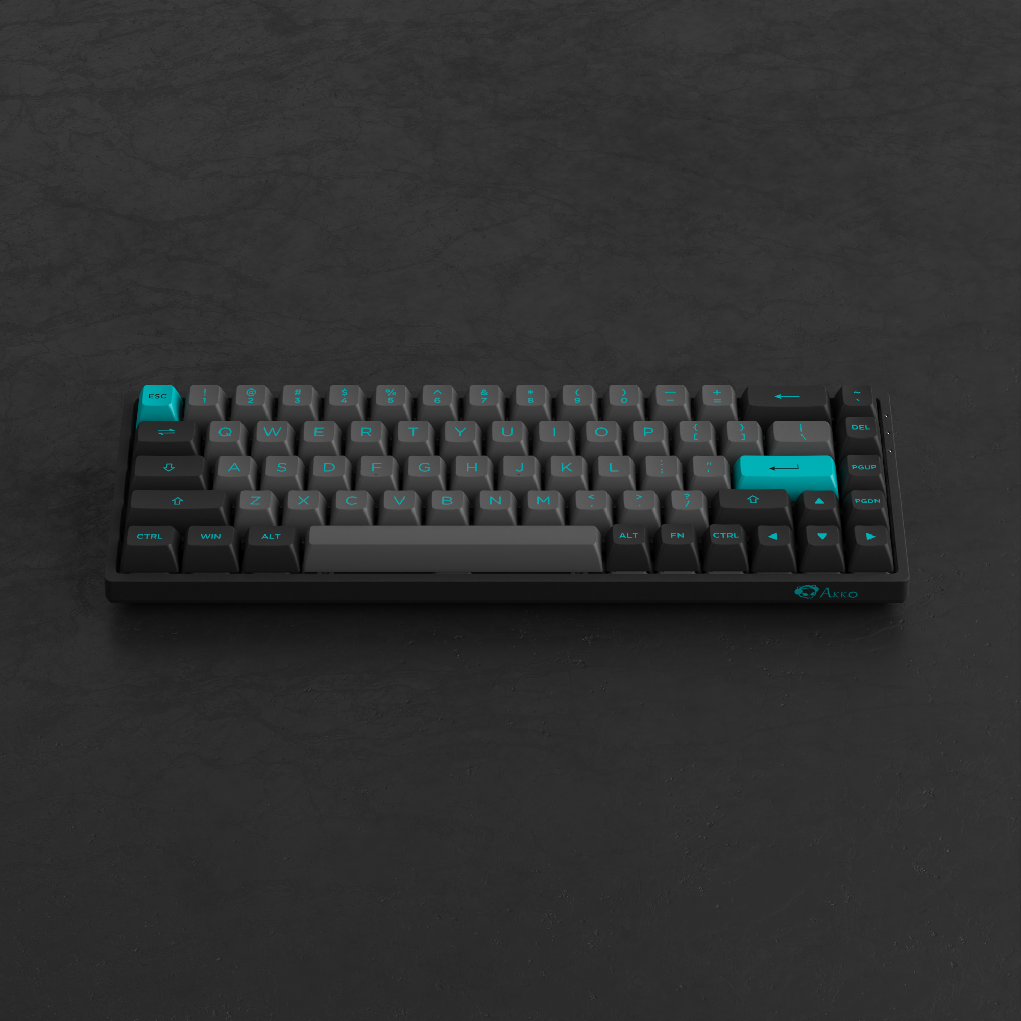 Akko 3068B Plus Black&Cyan RGB Backlit Hot-Swap Wireless Mechanical Gaming Keyboard 68-Key Multi-Modes BT 5.0/2.4GHz/USB Type-C