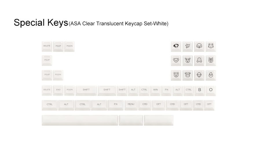 Akko ASA Clear Keycap Set 155-Key Transparent Backlit Keycaps for ANSI Layout 61 87 104 108 MX Switches Mechanical Keyboard Akko ASA Clear Keycap Set 155-Key Transparent Backlit Keycaps for ANSI Layout 61 87 104 108 MX Switches Mechanical Keyboard
