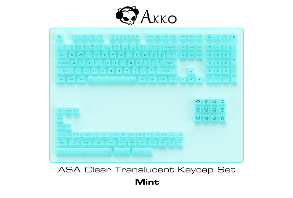 Akko ASA Clear Keycap Set 155-Key Transparent Backlit Keycaps for ANSI Layout 61 87 104 108 MX Switches Mechanical Keyboard Akko ASA Clear Keycap Set 155-Key Transparent Backlit Keycaps for ANSI Layout 61 87 104 108 MX Switches Mechanical Keyboard