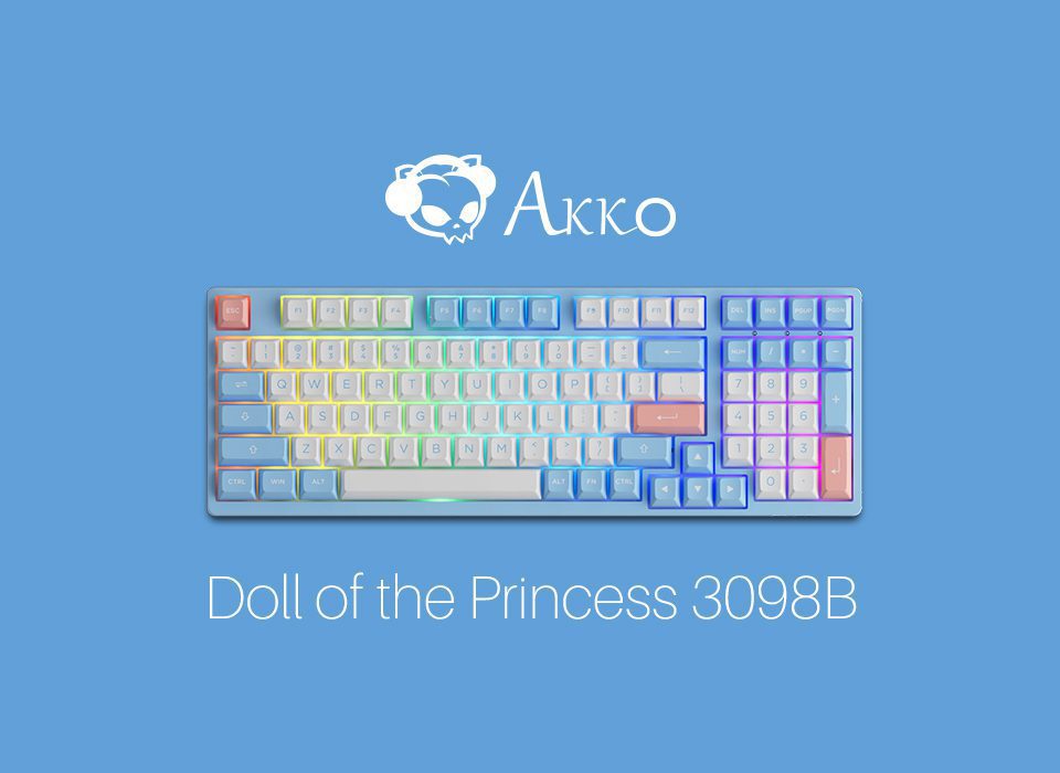 Akko 3098B Doll of the Princess RGB Hot-Swap Wireless Mechanical Gaming Keyboard 98-key Multi-Modes Bluetooth 5.0/2.4GHz/Type-C Akko 3098B Doll of the Princess RGB Hot-Swap Wireless Mechanical Gaming Keyboard 98-key Multi-Modes Bluetooth 5.0/2.4GHz/Type-C