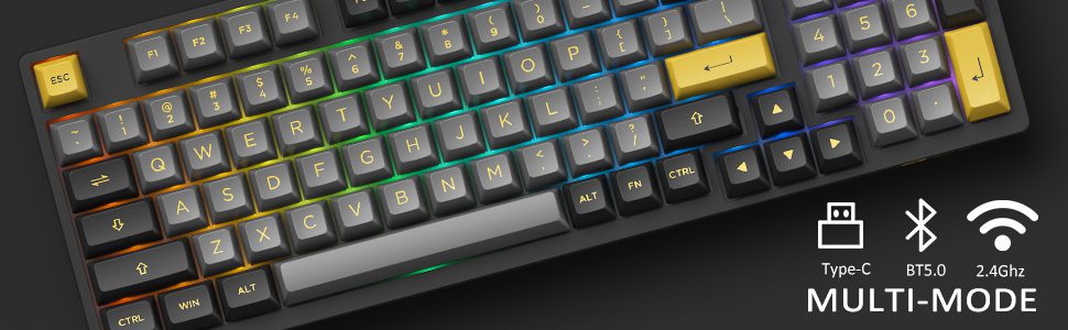 Akko 3098N Black&Gold RGB Backlit Hot-Swap Wireless Mechanical Gaming Keyboard Multi-Modes BT5.0/2.4GHz/USB-Type C for Mac/Wins Akko 3098N Black&Gold RGB Backlit Hot-Swap Wireless Mechanical Gaming Keyboard Multi-Modes BT5.0/2.4GHz/USB-Type C for Mac/Wins