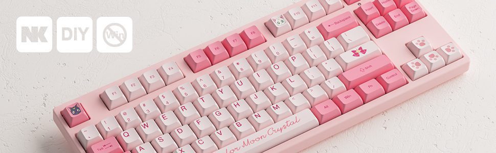 Akko 3087 Sailor Moon Crystall Mechanical Gaming Keyboard Wired 87-Key TKL with JDA Profile PBT Dye-Sub Keycaps N-key Rollover Akko 3087 Sailor Moon Crystall Mechanical Gaming Keyboard Wired 87-Key TKL with JDA Profile PBT Dye-Sub Keycaps N-key Rollover