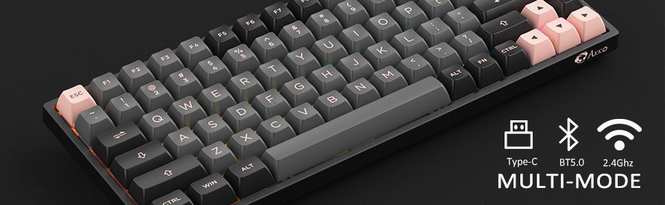 Akko 3084B Plus Black & Pink RGB Hot-Swap Wireless Mechanical Gaming Keyboard 84-Key Multi-Modes BT 5.0/2.4GHz/Type-C PBT Keycap Akko 3084B Plus Black & Pink RGB Hot-Swap Wireless Mechanical Gaming Keyboard 84-Key Multi-Modes BT 5.0/2.4GHz/Type-C PBT Keycap