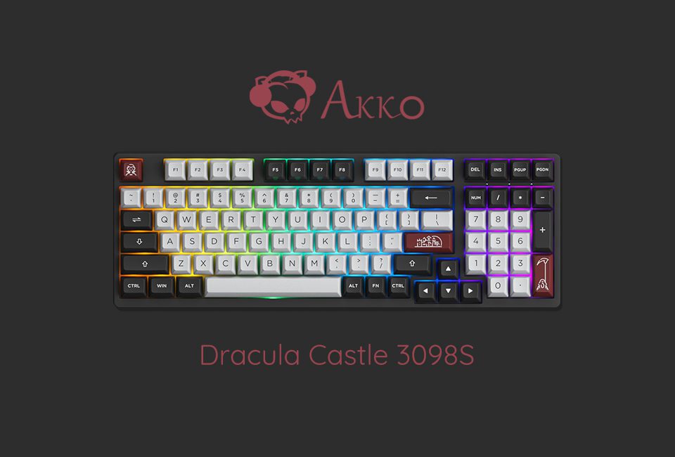 Akko 3098S Dracula Castle RGB Backlit Hot-Swap Mechanical Gaming Keyboard Wired 98-Key with PBT Double-shot ASA Profile Keycaps Akko 3098S Dracula Castle RGB Backlit Hot-Swap Mechanical Gaming Keyboard Wired 98-Key with PBT Double-shot ASA Profile Keycaps