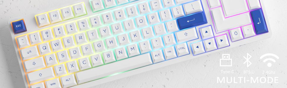 Akko 3098N Blue on White RGB Backlit Hot-Swap Wireless Mechanical Gaming Keyboard Multi-Modes BT5.0/2.4GHz/USB-C for Mac/Wins Akko 3098N Blue on White RGB Backlit Hot-Swap Wireless Mechanical Gaming Keyboard Multi-Modes BT5.0/2.4GHz/USB-C for Mac/Wins