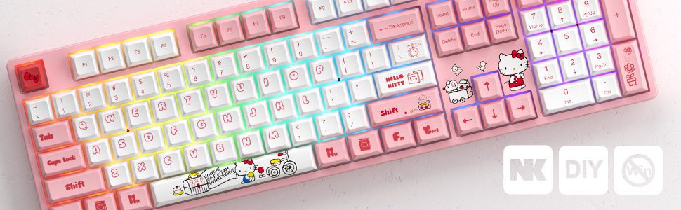 Akko 5108S Hell Kitty RGB Backlit Full-Size Mechanical Gaming Keyboard Wired 108-key with OSA Profile PBT Dye-Sub Keycaps Akko 5108S Hell Kitty RGB Backlit Full-Size Mechanical Gaming Keyboard Wired 108-key with OSA Profile PBT Dye-Sub Keycaps
