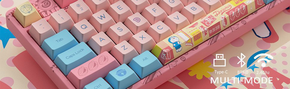Akko 3098B Doraemo Macaron RGB Hot-Swap Wireless Mechanical Gaming Keyboard Three-Modes BT5.0/2.4GHz/USB-Type C for Mac / Wins Akko 3098B Doraemo Macaron RGB Hot-Swap Wireless Mechanical Gaming Keyboard Three-Modes BT5.0/2.4GHz/USB-Type C for Mac / Wins